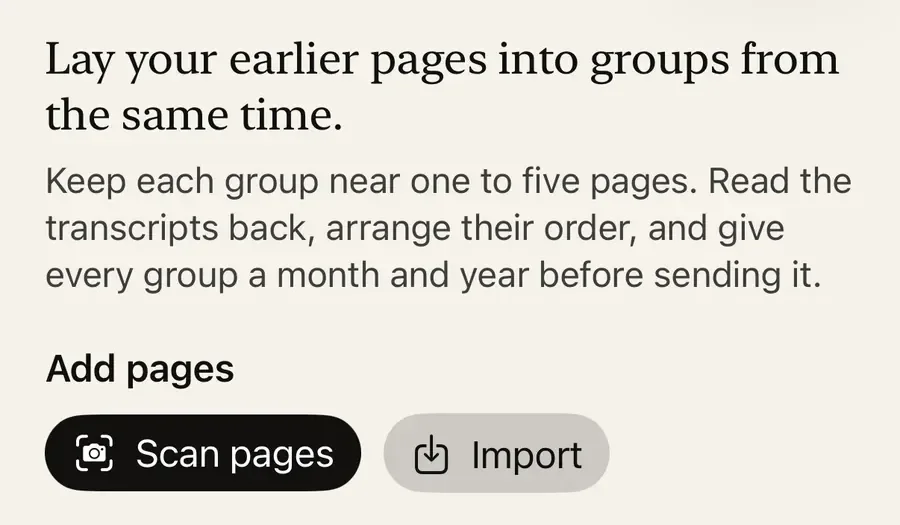 The real Older writing board in Inner Atlas, with scanned pages arranged into dated groups.